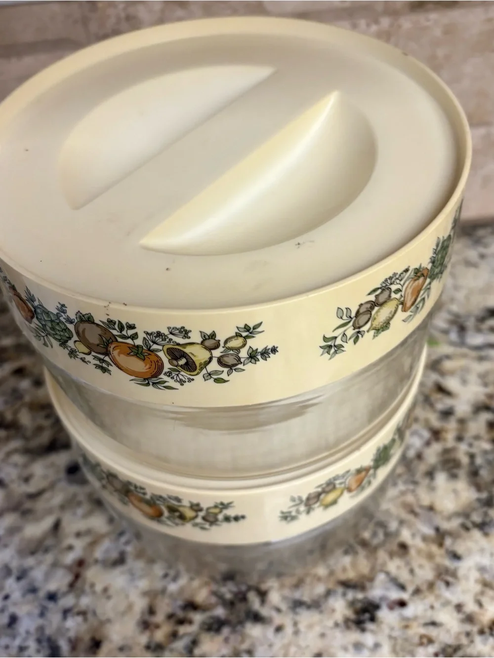 Pyrex Cream Fruit-Print Stackable Storage Canisters
